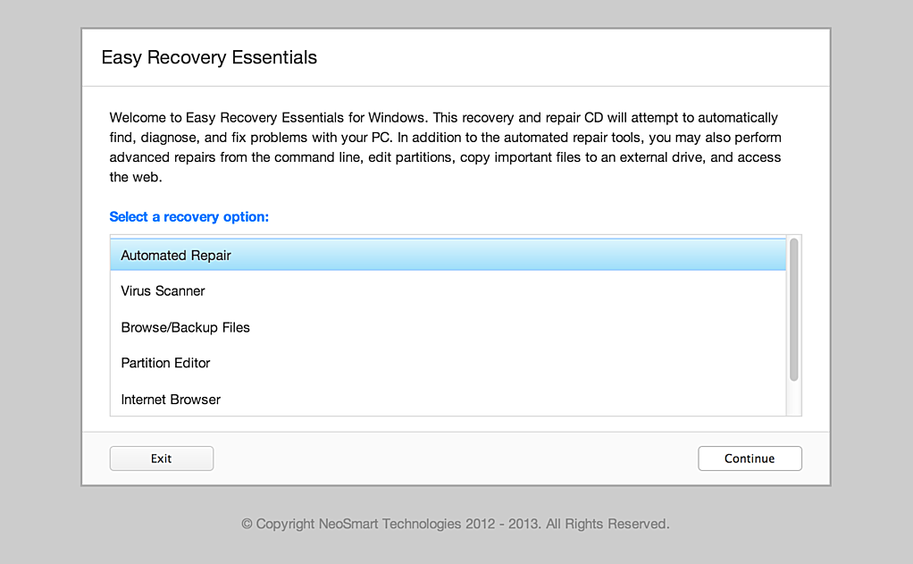 Screenshot of Easy Recovery Essentials