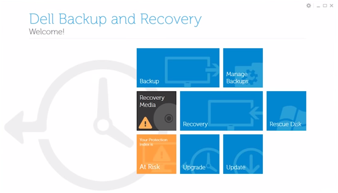 Dell Backup and Recovery Manager screenshot in Windows 8