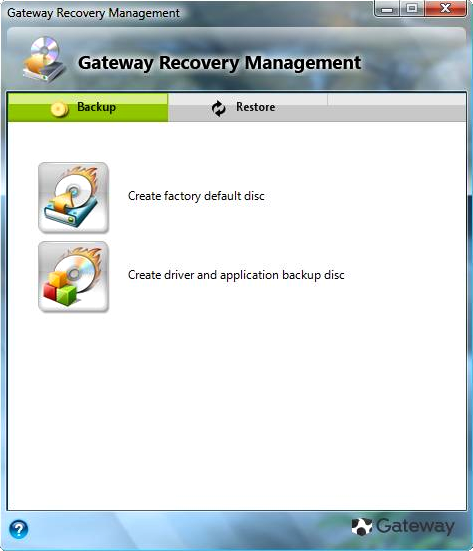 Gateway Recovery Management in Windows 7