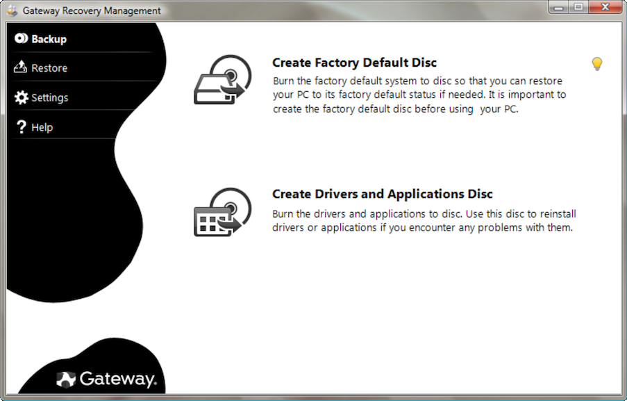 The Gateway Recovery Management software