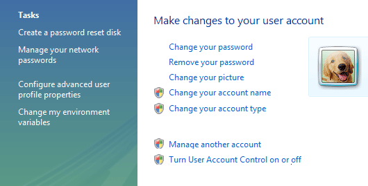 Turning off the User Account Control in Windows Vista