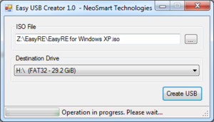 Easy USB Creator will begin to create your USB from the selected ISO image.