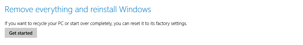 The Remove everything option in Windows 8