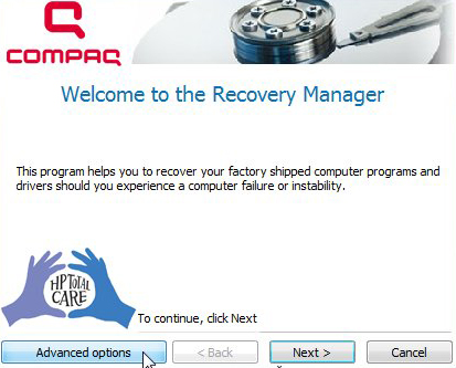 Compaq - Welcome to Recovery Manager