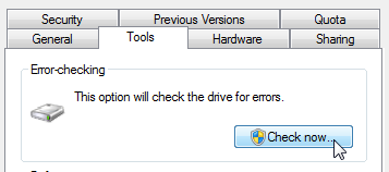 Windows 7 - Error checking in My Computer