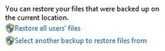 Select another backup to restore from