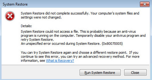 Windows Vista Will Not System Restore