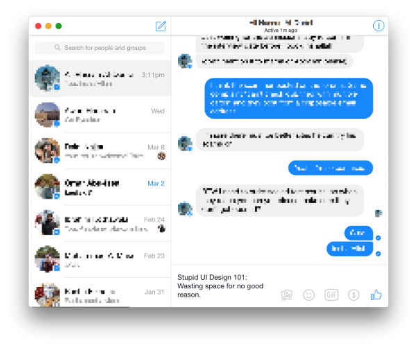 Facebook Messenger Stupid UI