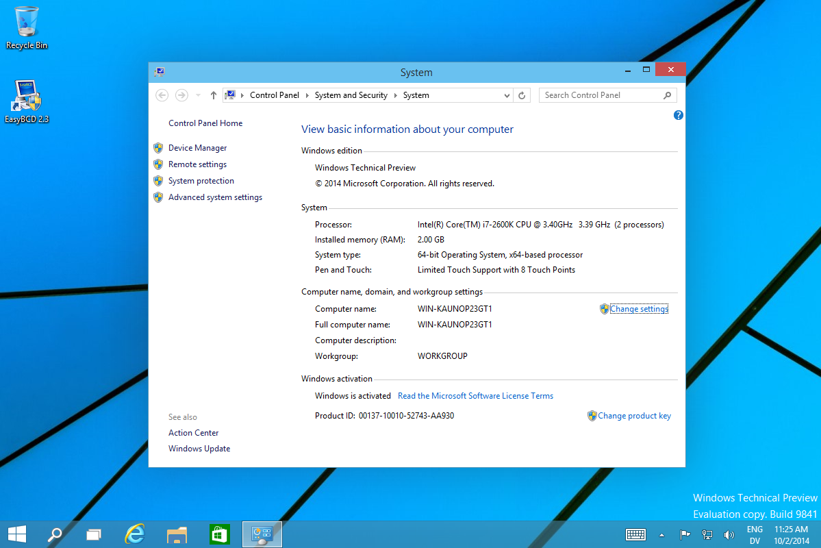 Windows Technical Preview build 9841