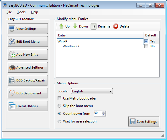 Renaming Entries in EasyBCD