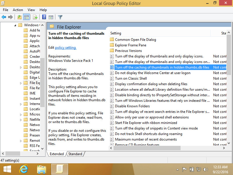 Group Policy screen in Windows 8
