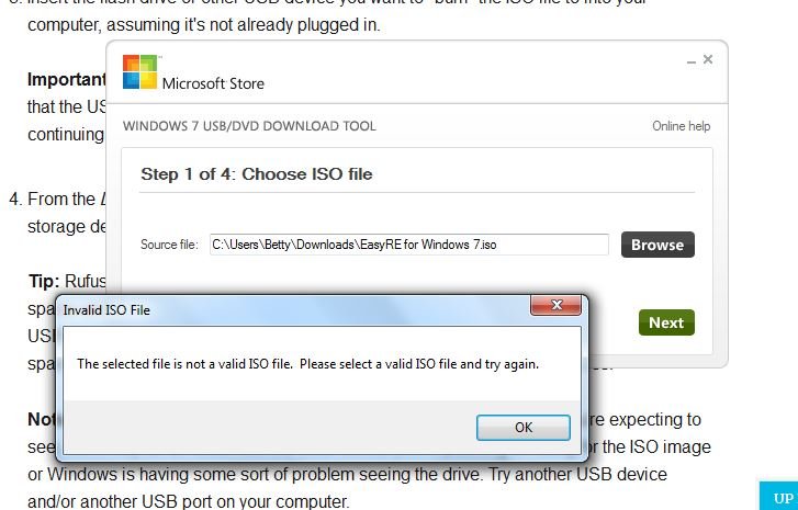 windows 7 usb dvd download tool not a valid iso file