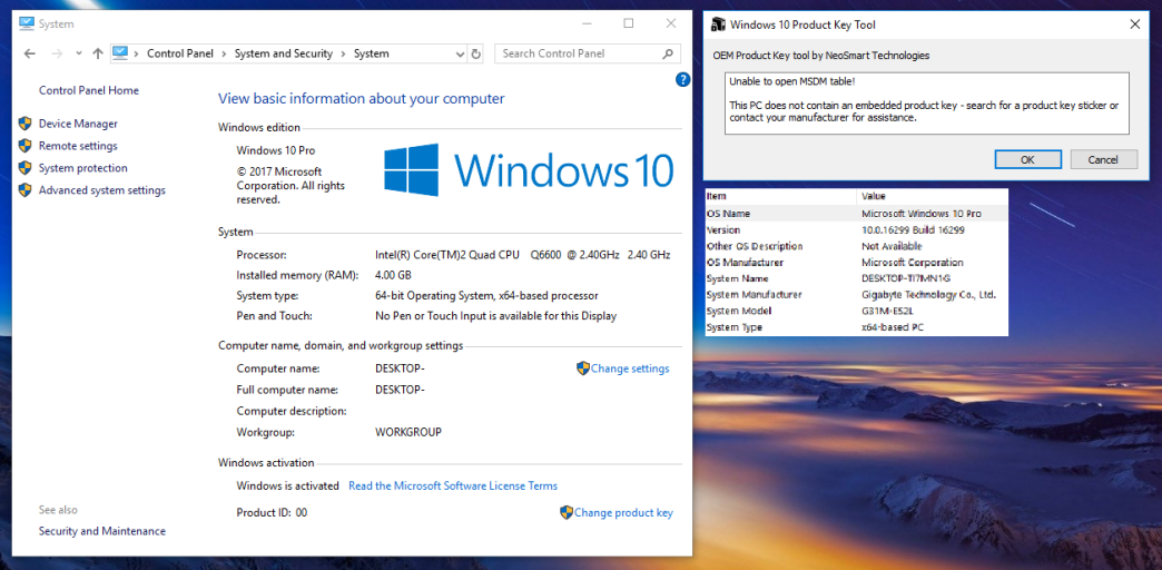 Win 10 Pro with 64bit Operating System, and x64-based Processor