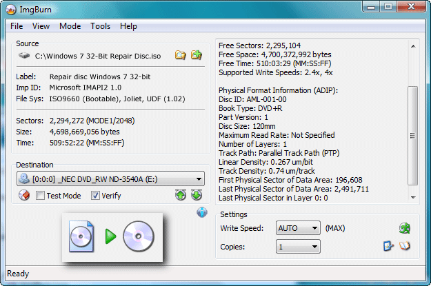 free iso burner error 14848