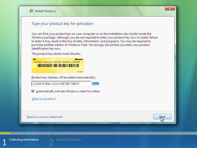 what is my windows vista activation key