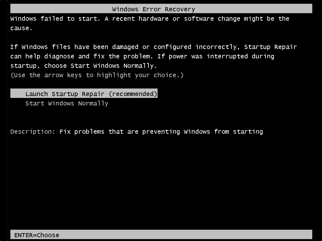 Windows 7 Error Response Windows no se pudo iniciar