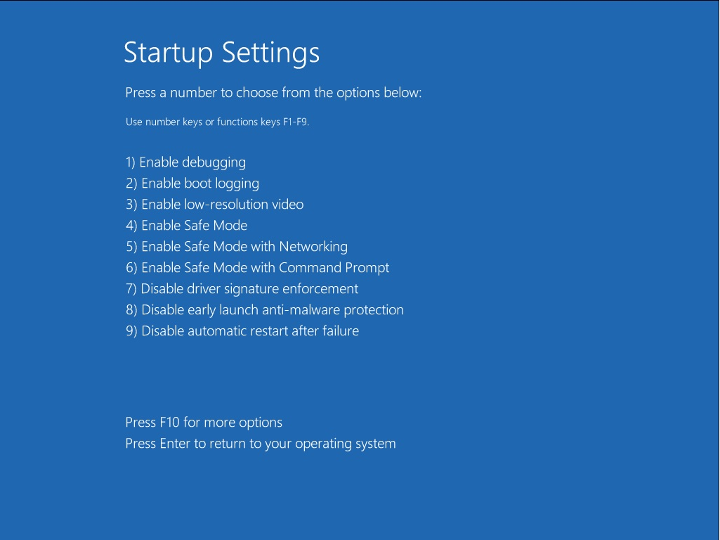 Windows 8 Startup Settings