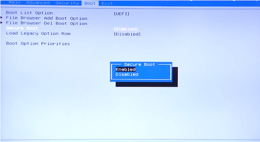 Secure Boot [Enabled] on a Dell computer