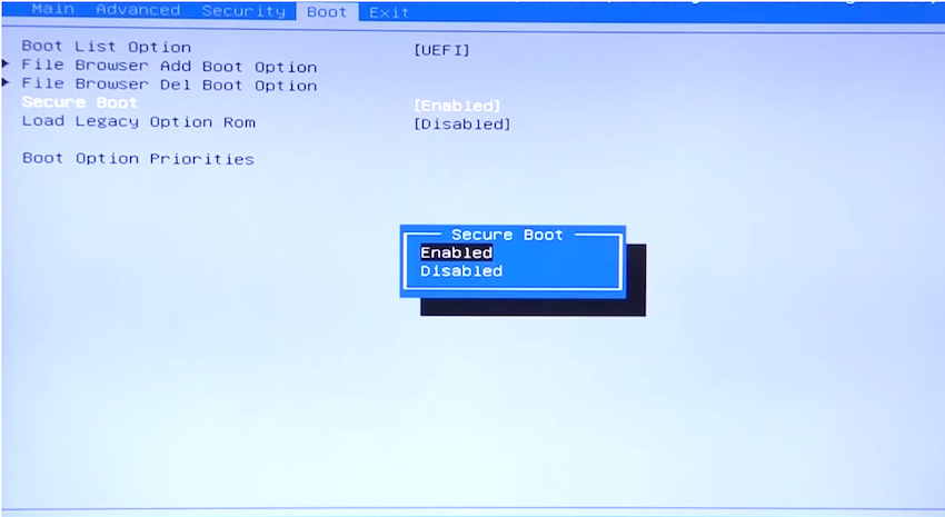 disable secure boot windows 10 dell inspiron