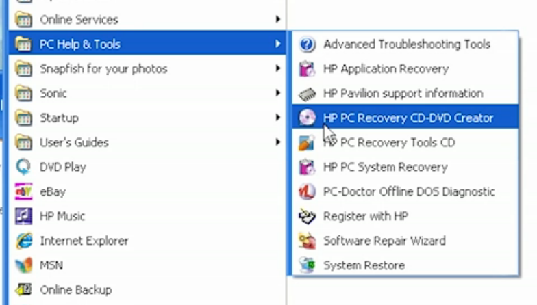 hp recovery disk creator reset