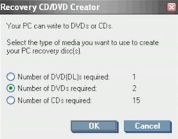Select CDs or DVDs (Recommended: DVDs; option #2)