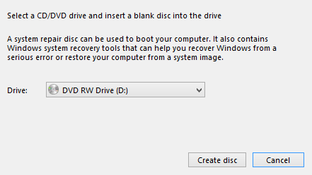 Windows 8 - Select CD for System Repair