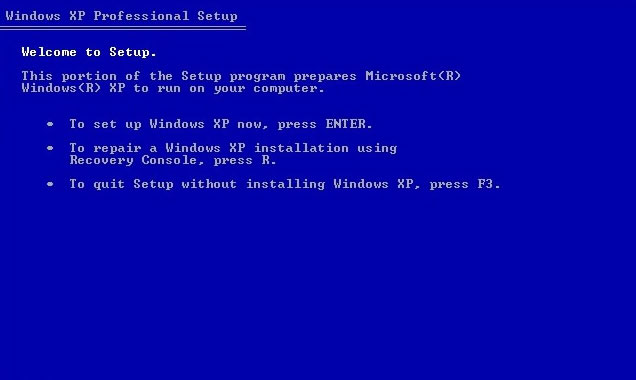 Windows XP Press R for Recovery Console