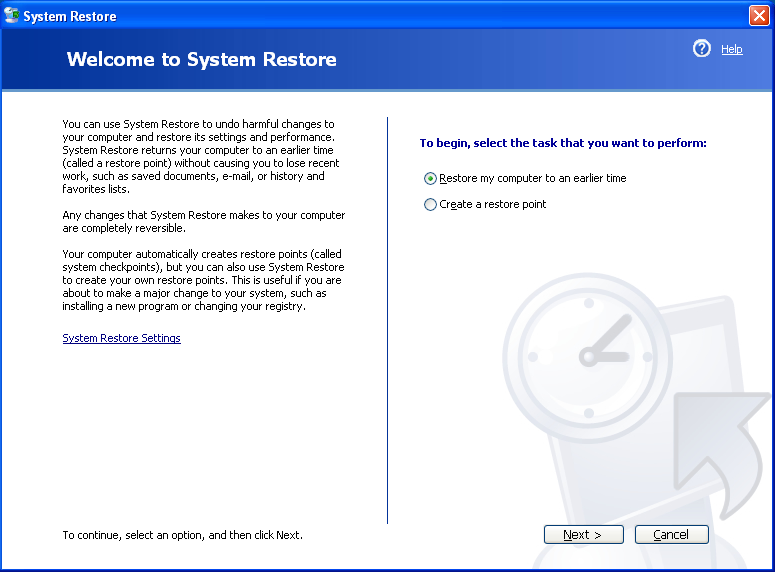 System Restore Vista With Screenshots