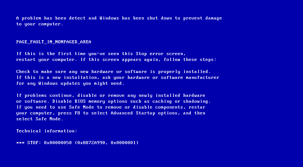 Windows Error Screen