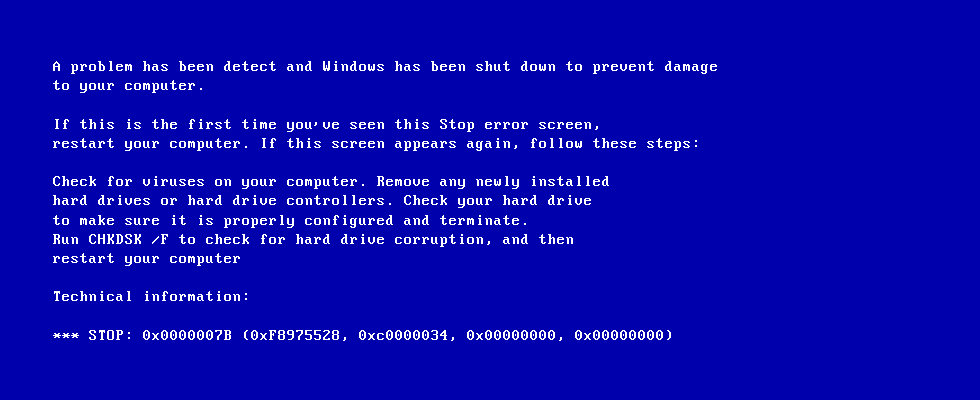 blue screen computer wont start