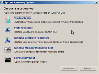 how to turn off restore windows vista