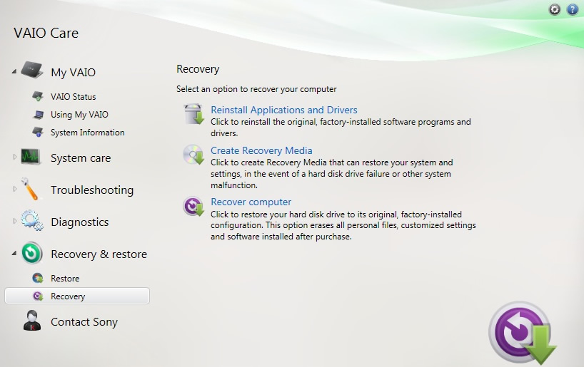 Sony Vaio Full System Restore Vista