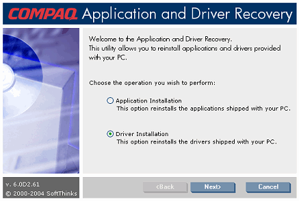 Compaq Driver Installation