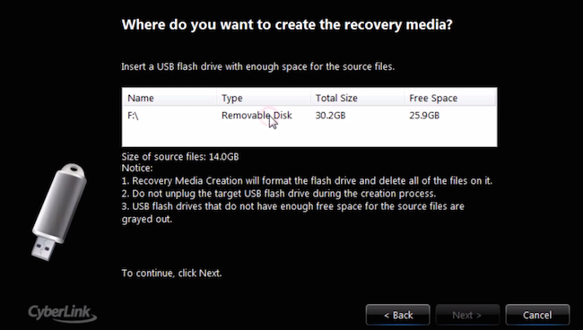 Compaq Recovery Media Creation - Screen #2