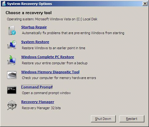 Windows Vista Basic Recovery Disk