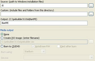 BartPE: Configuration for Windows XP USB