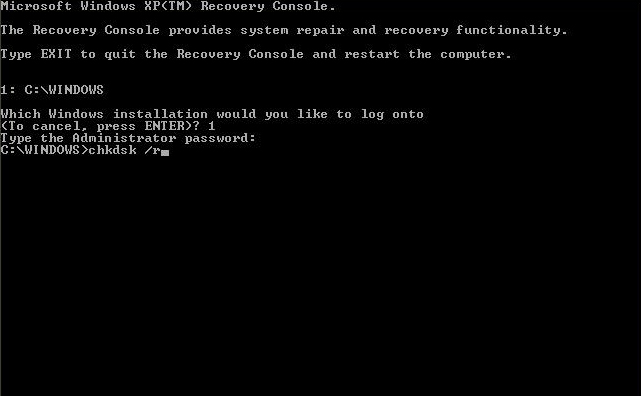 how to run chkdsk from blue screen