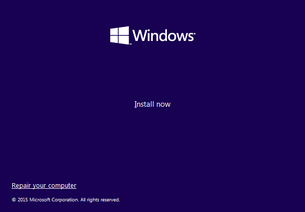 Windows 10 Setup screen