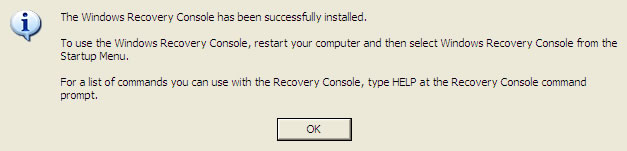 Recovery Console Installed