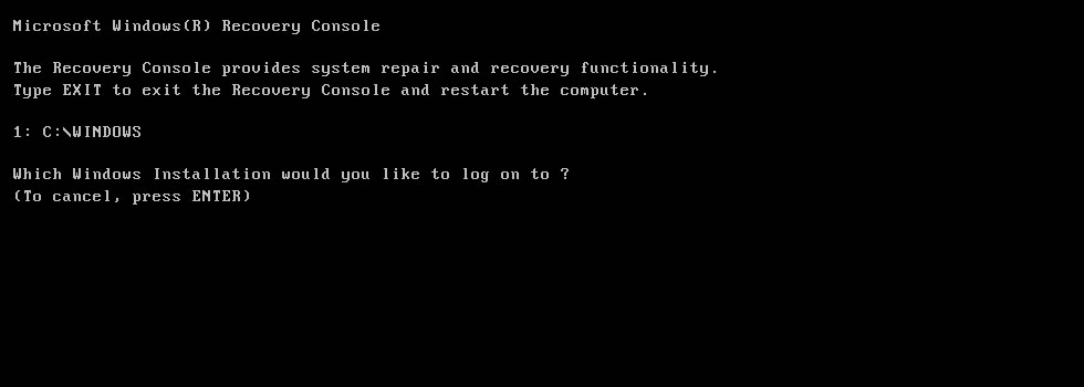 windows xp boot disk recovery console