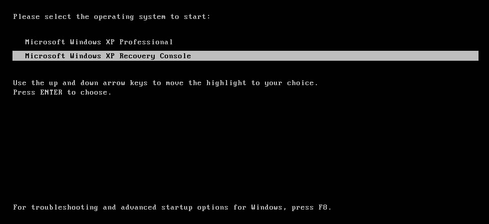 windows xp repair from recovery console