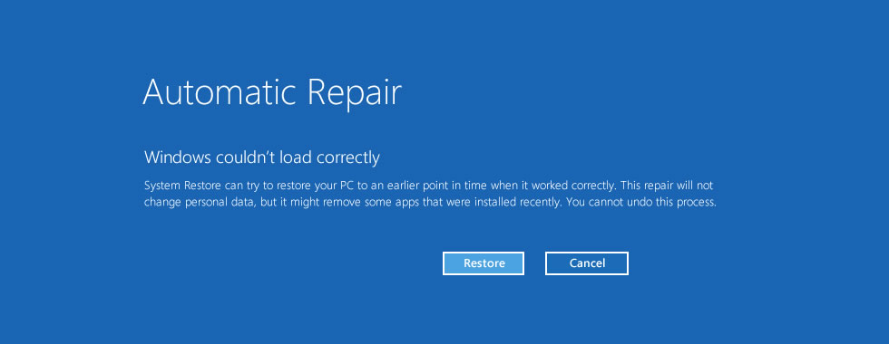 Windows 8 couldnt load correctly error
