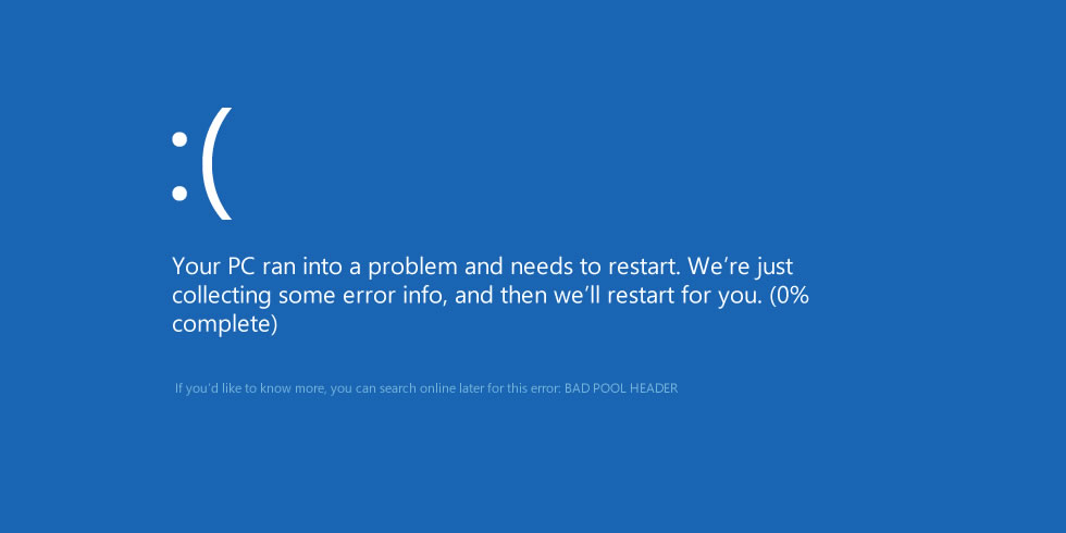BAD POOL HEADER error in Windows 8